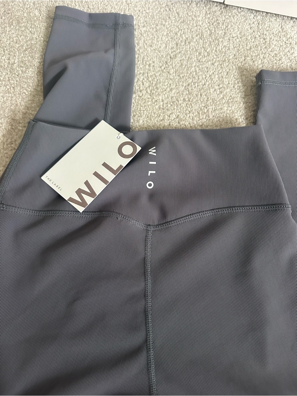 WILLOW Grey Ribbed Active Leggings